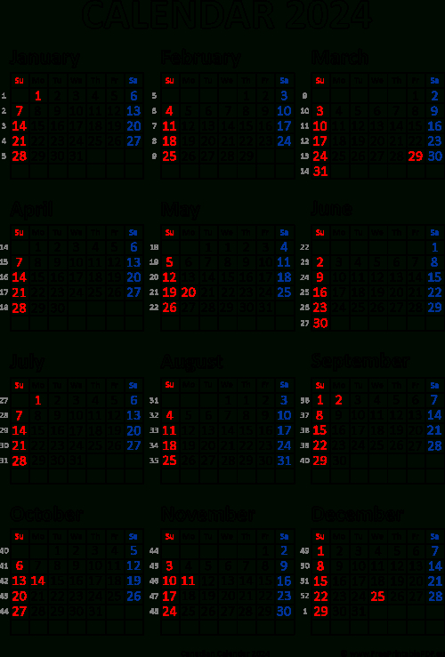 Printable Calendar 2024 For Canada | Free Printable Pdf | 2024 Calendar Canada Printable Free