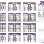 Printable Calendar 2024 One Page With Holidays (Single Page) 2024 | 2024 Annual Calendar Printable