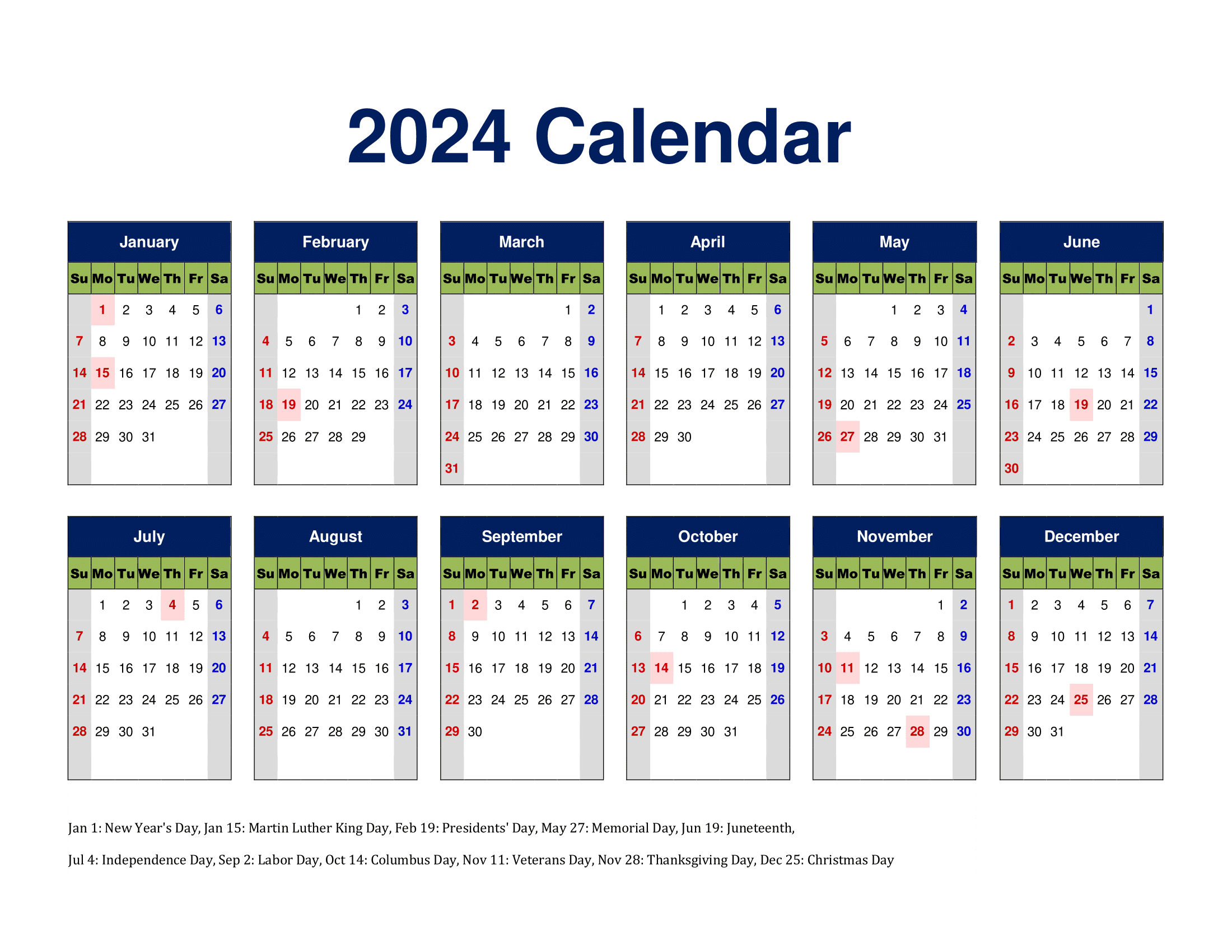 2024 Calendar with Jewish Holidays Printable Calendar 2024