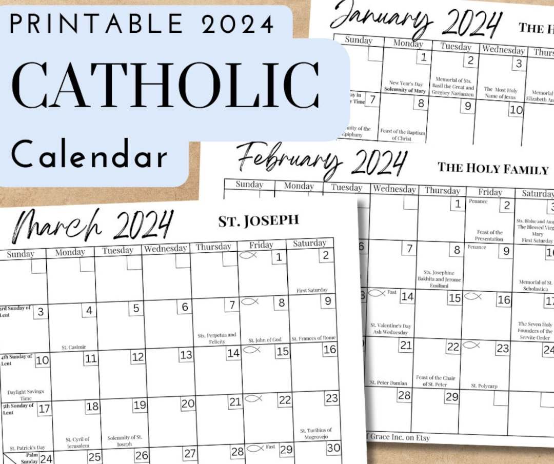 Printable Catholic 2024 Calendar Downloadable .Pdf File Catholic |  Calendar 2024