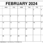 Printable February 2024 Calendar Templates With Holidays | Free Calendar Template 2024 Printable