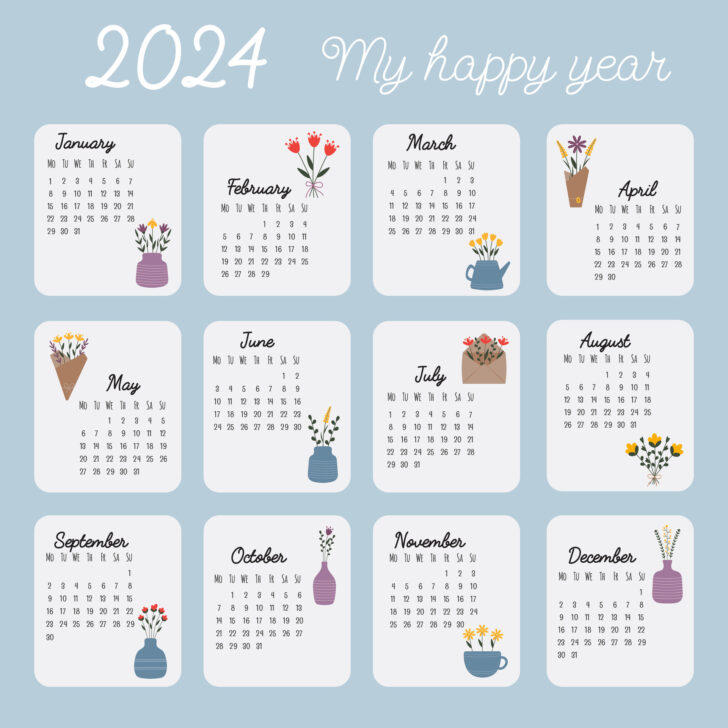 12 Month Printable Calendar 2024 | Calendar 2024