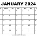 Printable January 2024 Calendar | 2024 January Calendar Printable