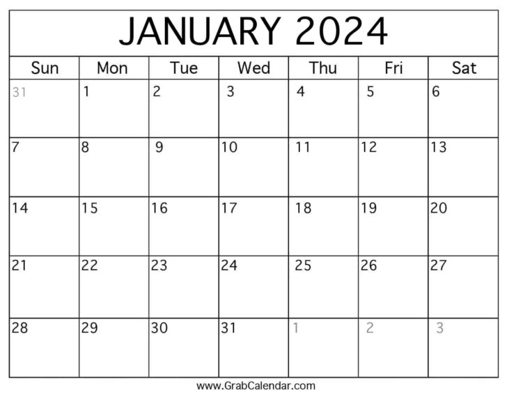 January Calendar Printable 2024 | Calendar 2024