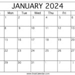 Printable January 2024 Calendar | Calendar Jan 2024 Printable