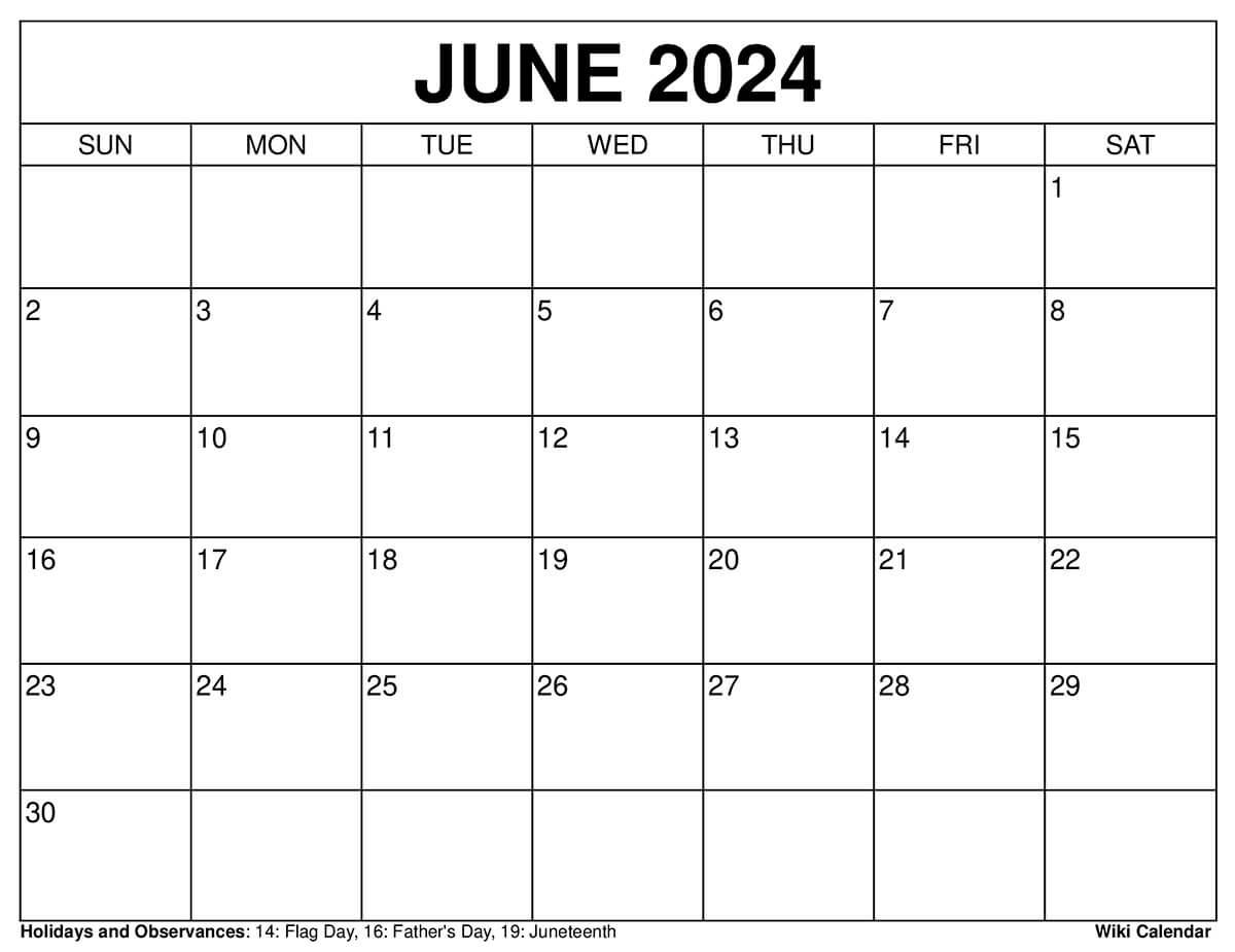 Printable June 2024 Calendar Templates With Holidays |  Calendar 2024