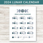 Printable Lunar Calendar 2024 Moon Phase Calendar 2024   Etsy In | 2024 Lunar Calendar Printable