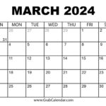 Printable March 2024 Calendar | Calendar March 2024 Printable