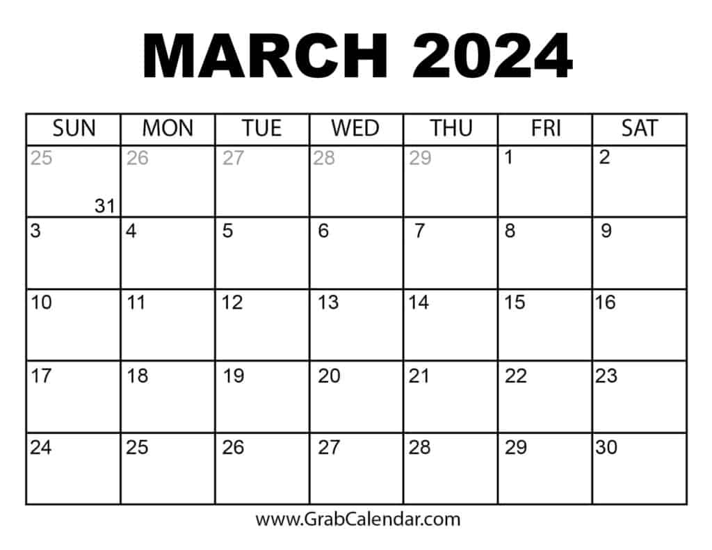 Printable March 2024 Calendar | Calendar March 2024 Printable