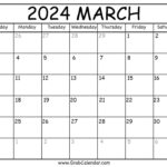 Printable March 2024 Calendar | March 2024 Calendar Printable