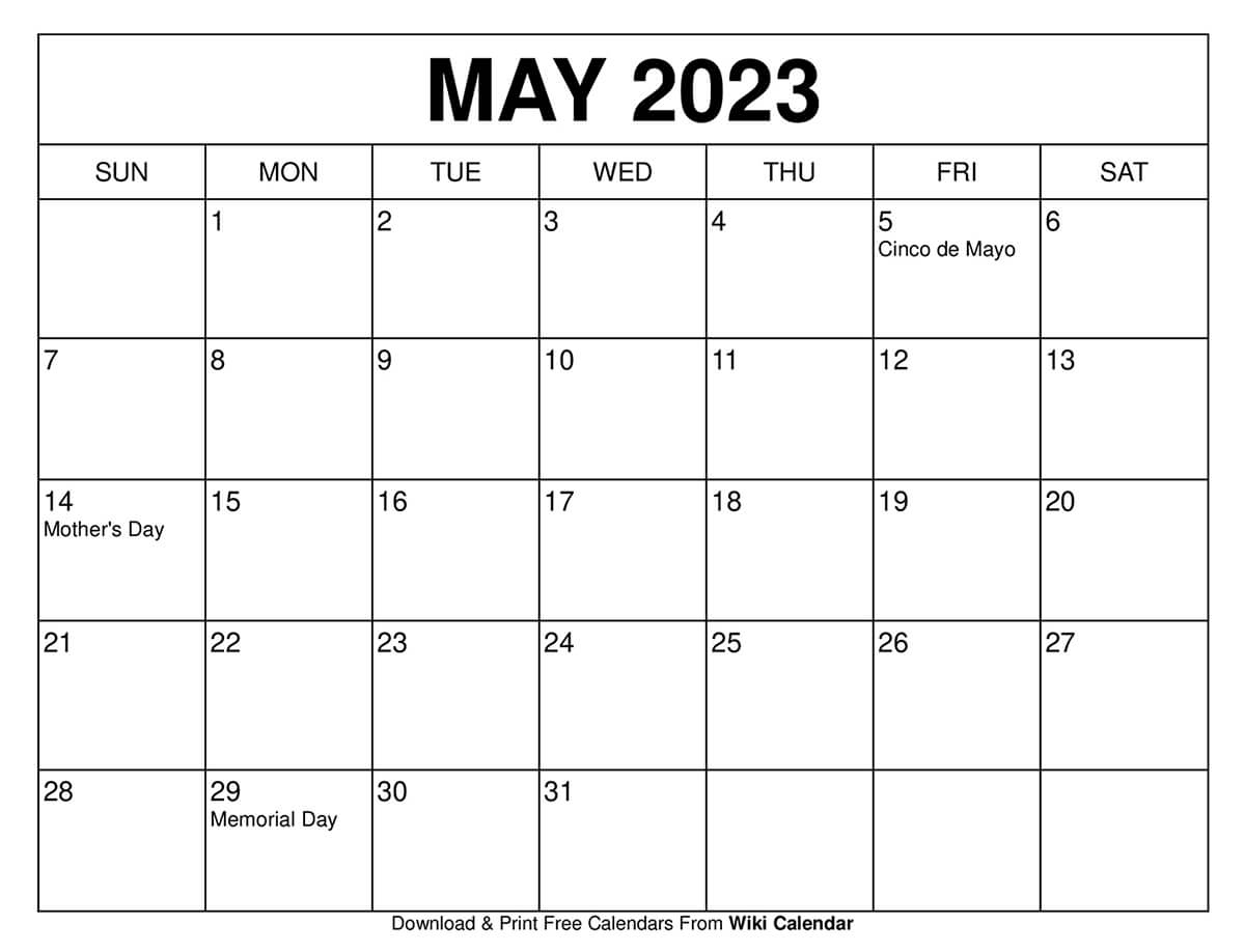 Printable May 2024 Calendar Templates With Holidays | Printable Calendar May 2024