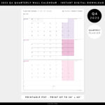 Printable Q4 2023 Quarterly Wall Calendar Digital Pdf   Etsy Ireland |  Calendar 2024