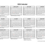 Printable Yearly Calendar 2024 | Free Calendar Template | 2024 Calendar Excel Printable