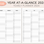 Printable Yearly Planner Calendar 2024 Yearly Overview 2024   Etsy |  Calendar 2024