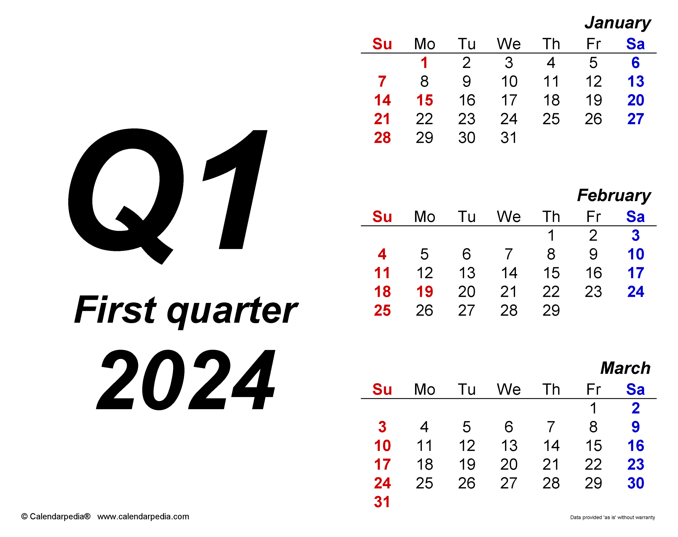 Quarterly Calendars 2024 - Free Printable Pdf Templates | 2024 Printable Quarterly Calendar