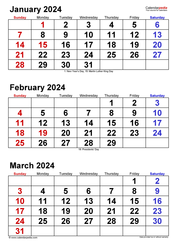 2024 Quarterly Calendar Printable Free | Calendar 2024