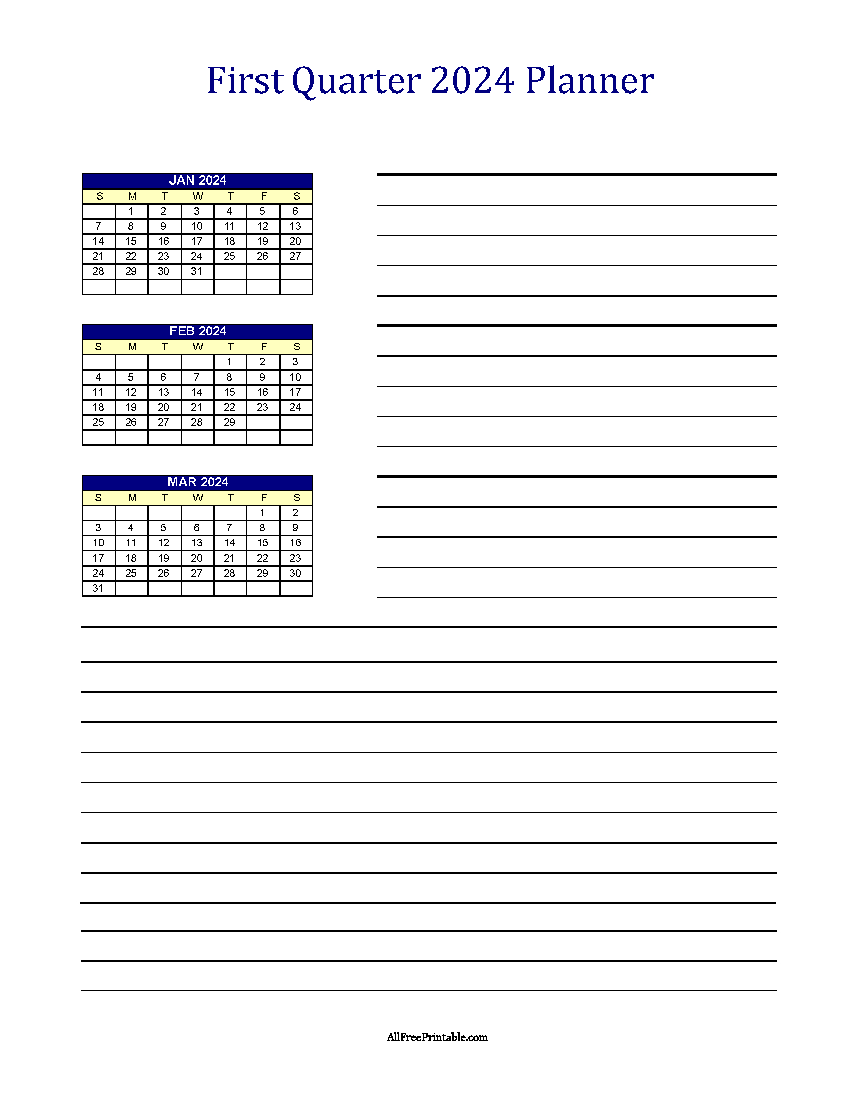 Quarterly Planner 2024 – Free Printable | 2024 Quarterly Calendar Printable Free