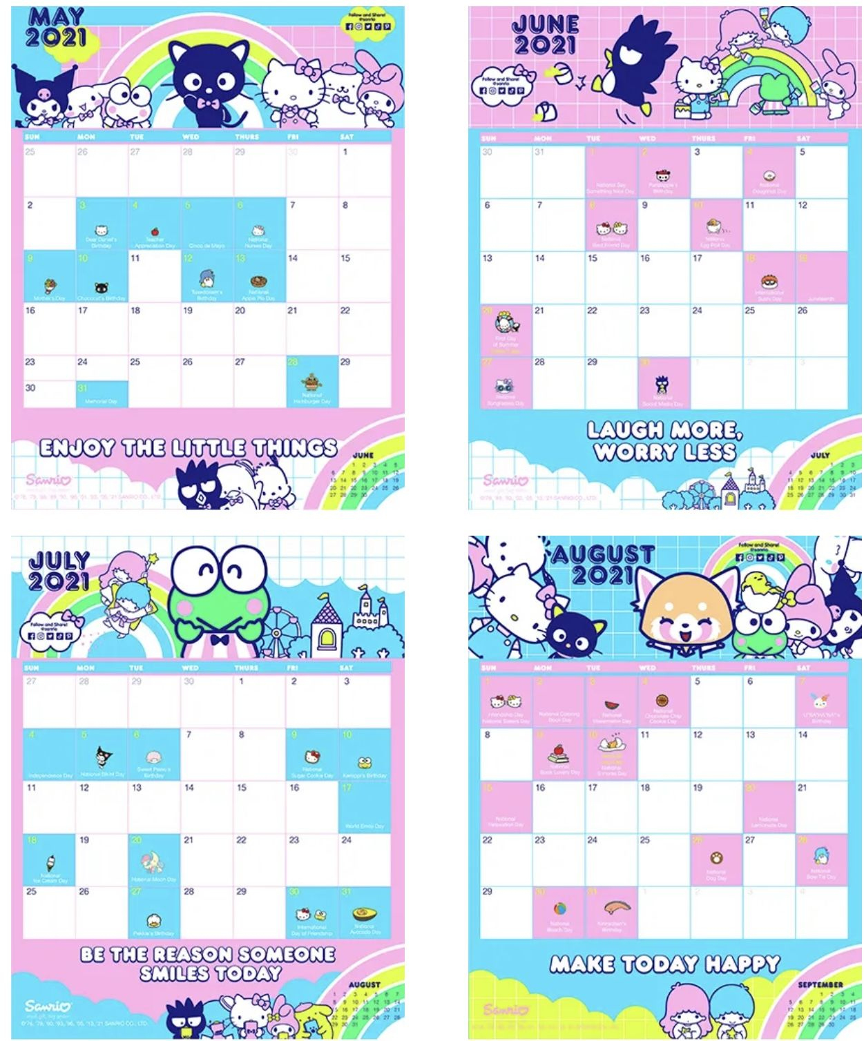 Sanrio Friend Of The Month | Sanrio, Hello Kitty, Calendar Printables |  Calendar 2024