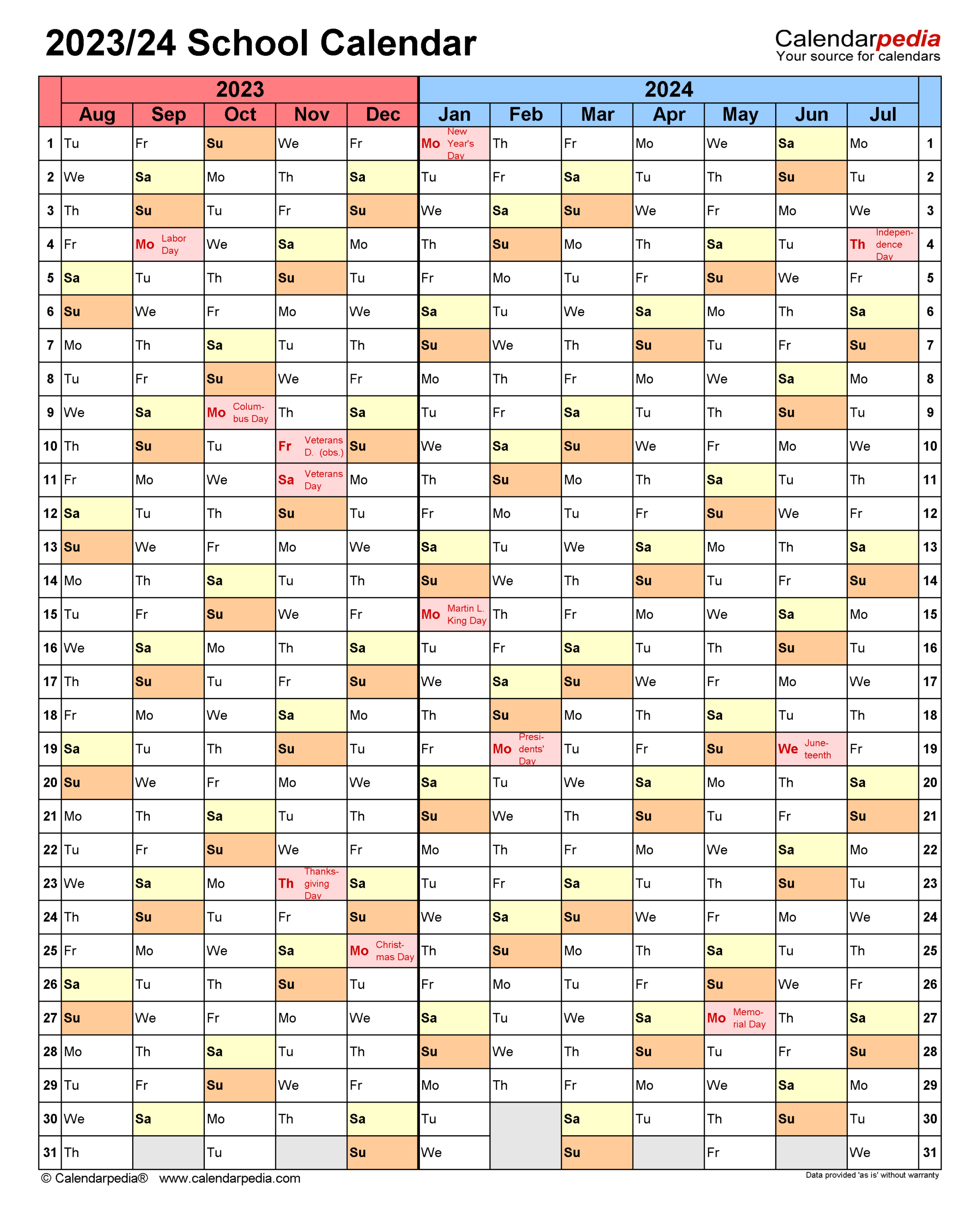 School Calendars 2023/2024 - Free Printable Pdf Templates |  Calendar 2024