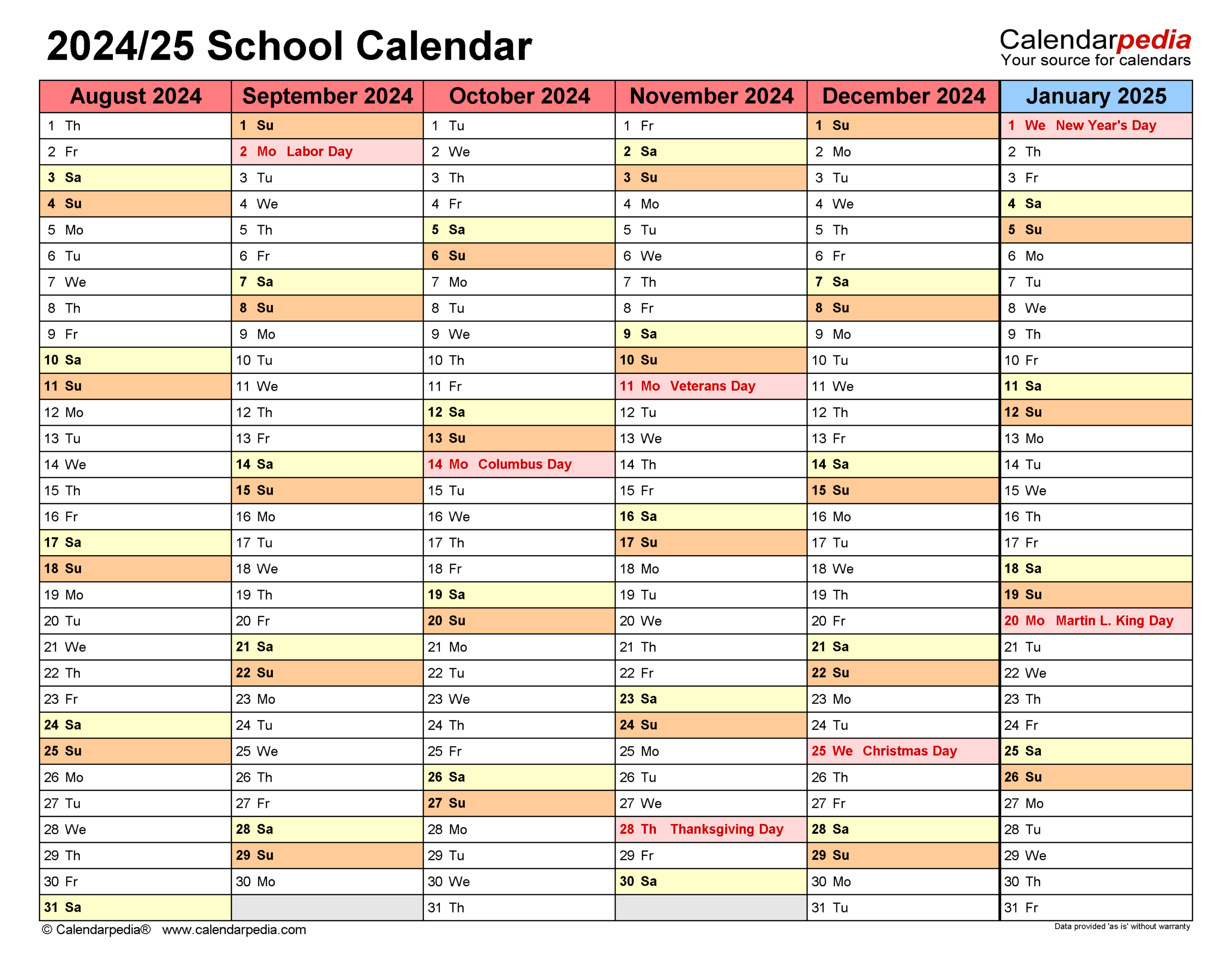 School Calendars 2024/2025 - Free Printable Excel Templates |  Calendar 2024