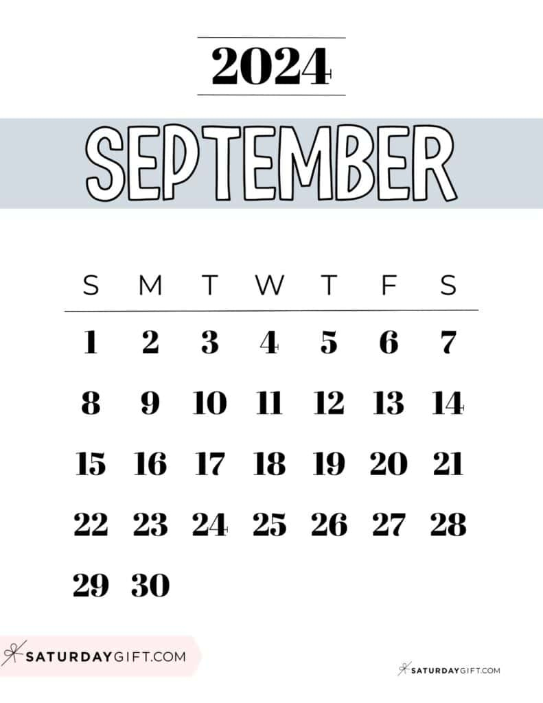 September 2024 Calendar - 20 Cute &amp;amp; Free Printables | Saturdaygift | Printable Monthly Calendar 6 By 9 2020 To 2024