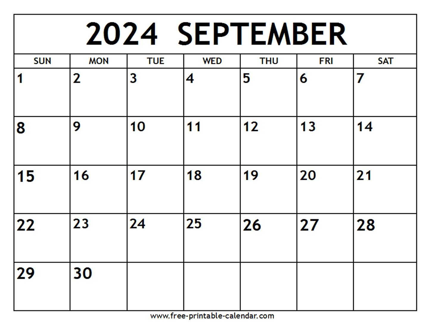 September 2024 Calendar - Free-Printable-Calendar |  Calendar 2024