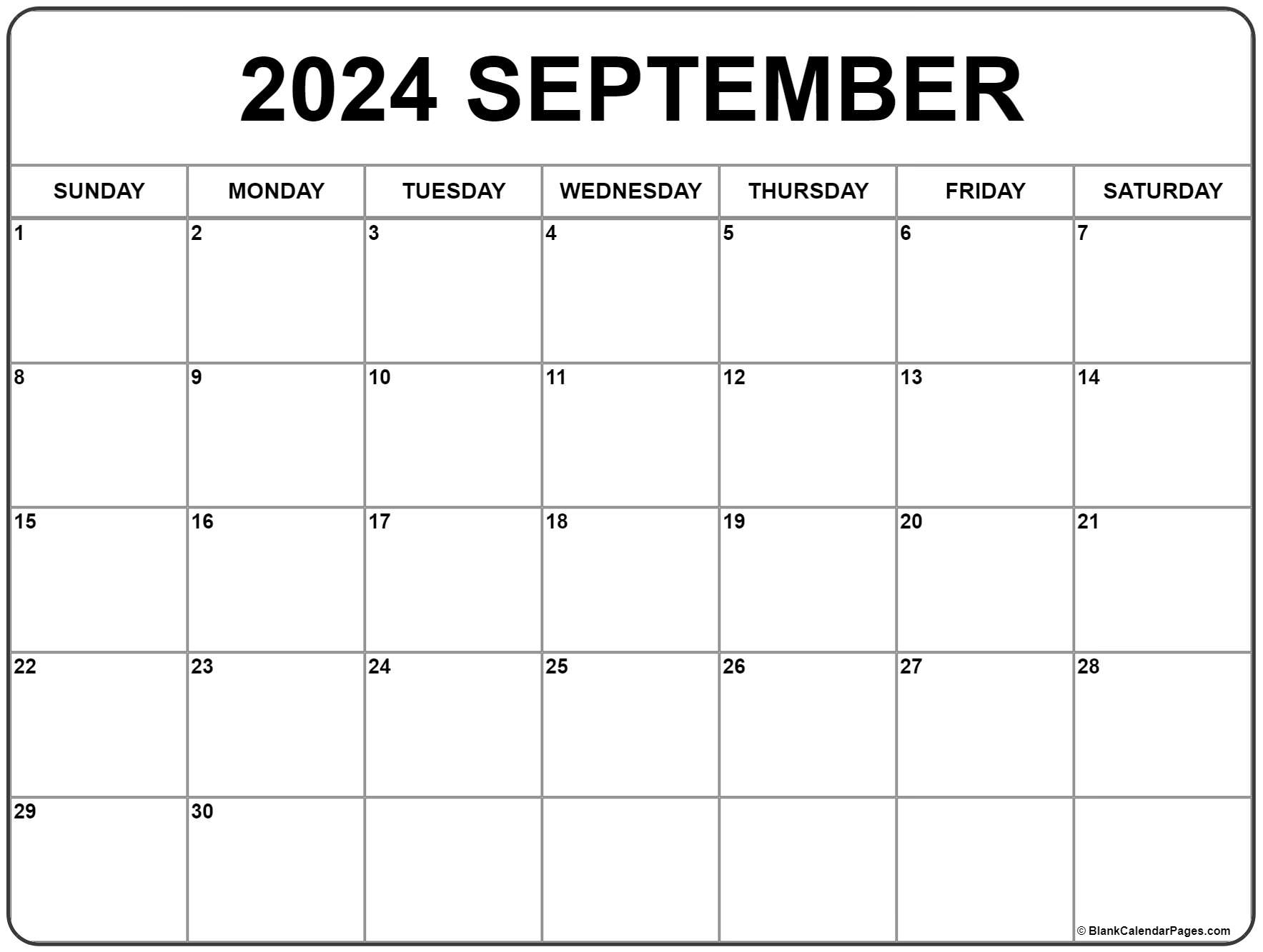 September 2024 Calendar | Free Printable Calendar | Printable September 2024 Calendar