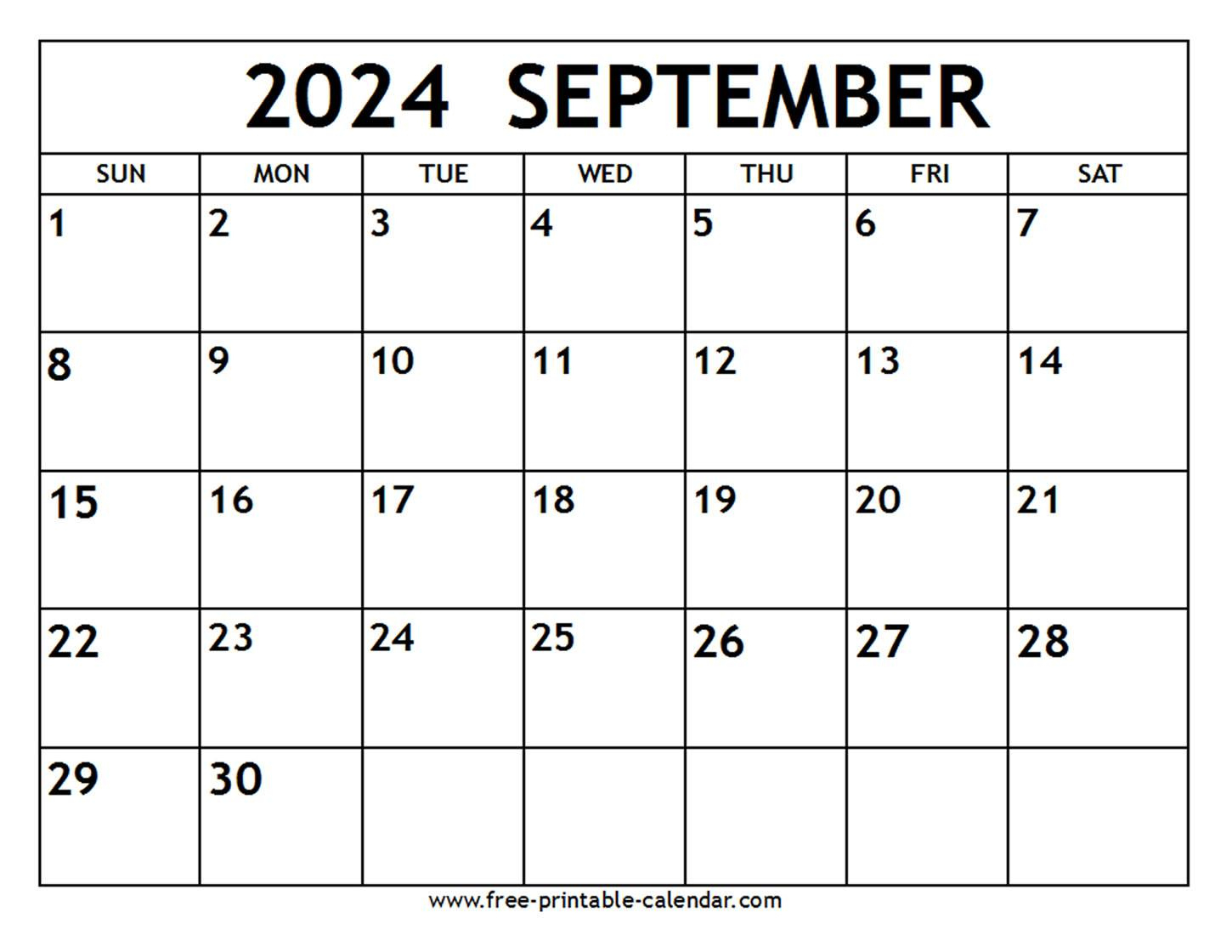 September 2024 Calendar - Free-Printable-Calendar | September 2024 Calendar Printable Free