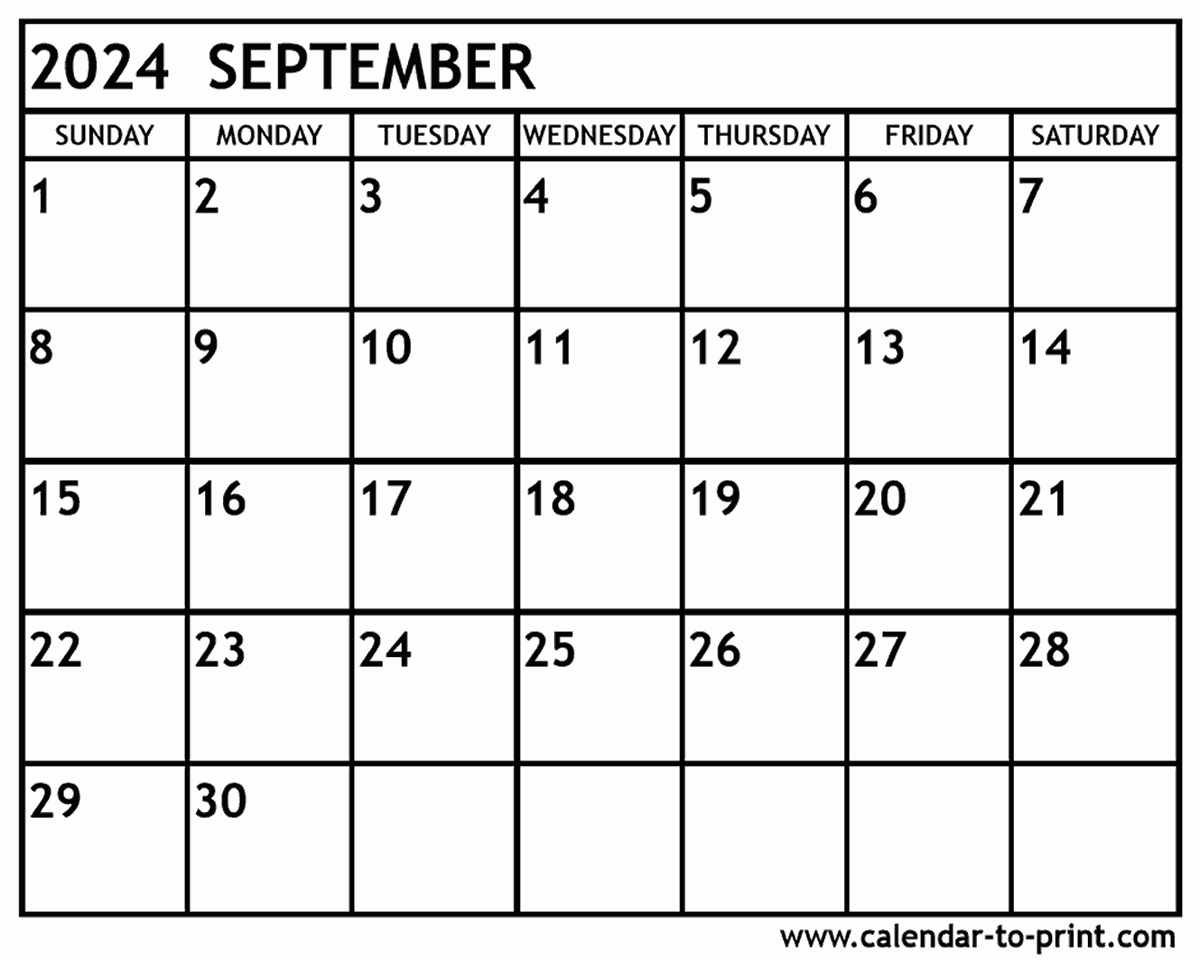 September 2024 Calendar Printable | September 2024 Calendar Printable Free