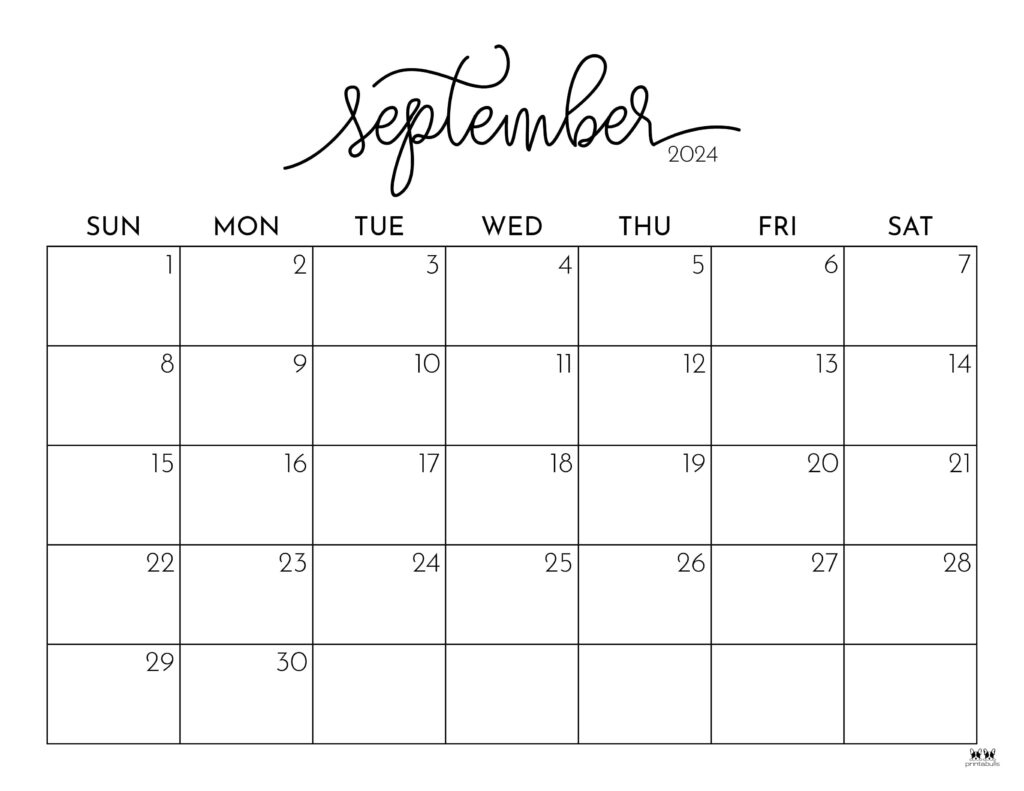 September 2024 Calendars - 50 Free Printables | Printabulls | September 2024 Calendar Printable Free