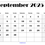 September 2025 Calendar Printable Pdf Template With Holidays | Sept 2024 Calendar Printable