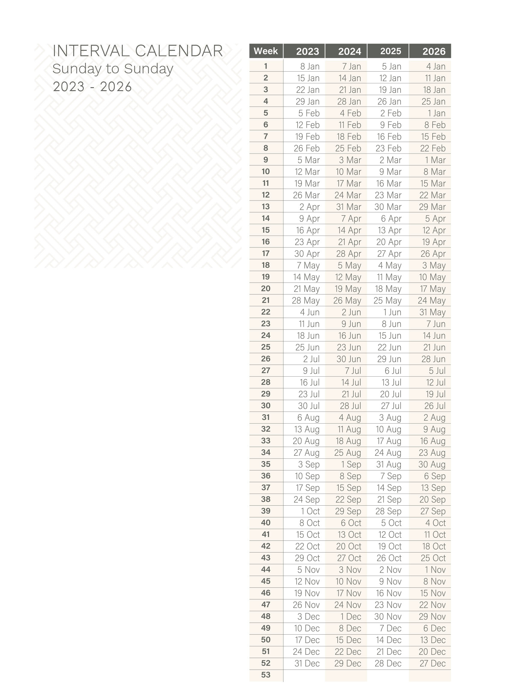 Rci Calendar Weeks 2025 Schedule Chart - Lura Sisile