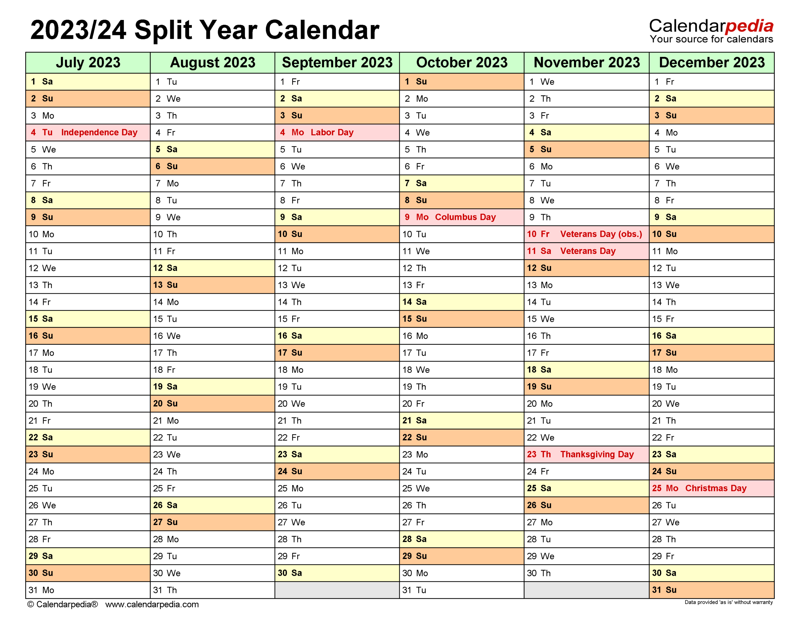 Split Year Calendars 2023/2024 (July To June) - Pdf Templates | August 2023 June 2024 Printable Calendar