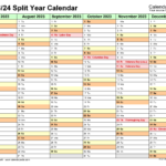 Split Year Calendars 2023/2024 (July To June)   Pdf Templates | August 2023 To July 2024 Calendar Printable