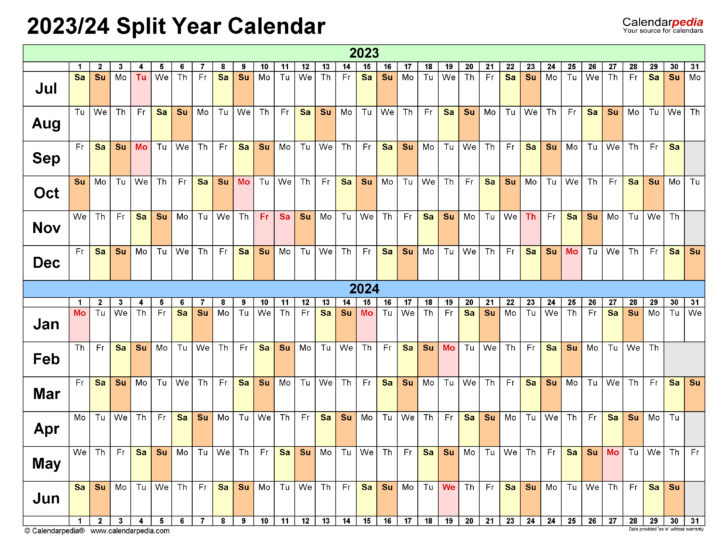 Printable Calendar July 2023 to June 2024 | Calendar 2024