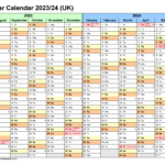 Split Year Calendars 2023/24 Uk (July To June) For Pdf | Printable Calendar September 2023 To August 2024