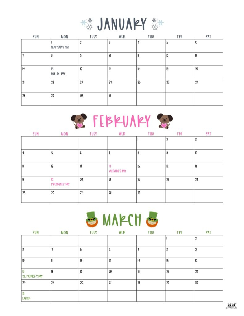 Three Month/Quarterly Calendars - 36 Free Calendars | Printabulls | 2024 Printable Quarterly Calendar