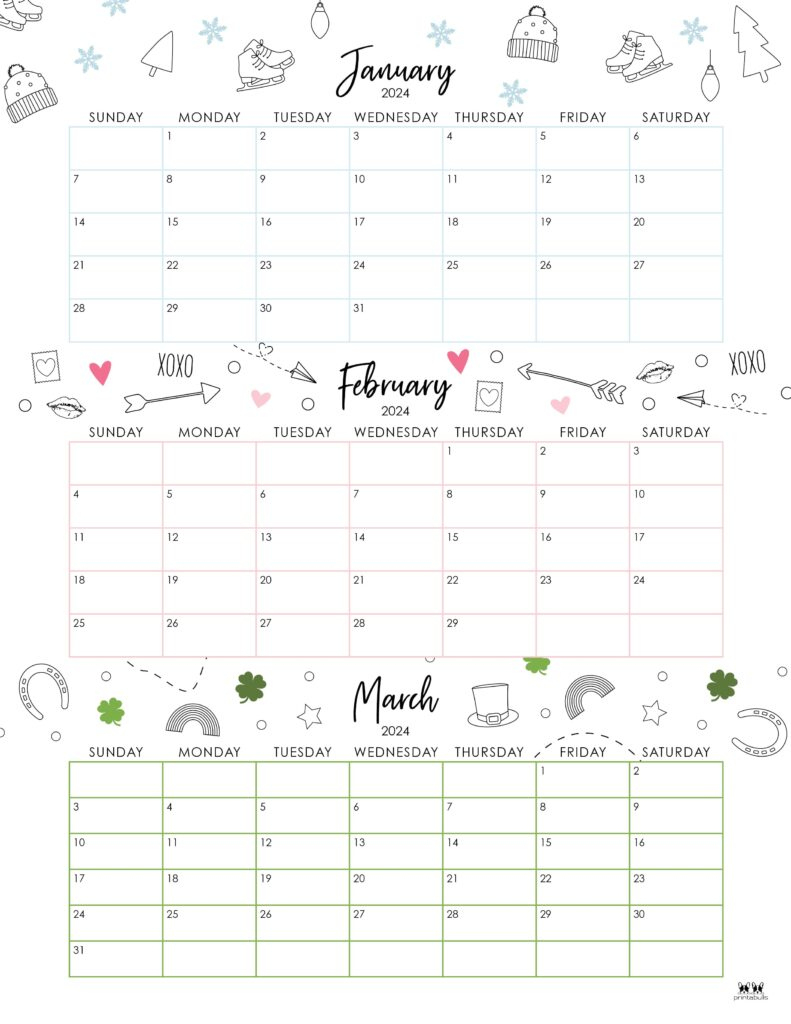 Three Month/Quarterly Calendars - 36 Free Calendars | Printabulls | 3 Month Printable Calendar 2024