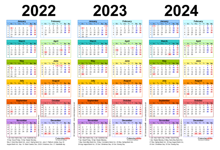 3 Year Calendar 2022 to 2024 Printable Free | Calendar 2024