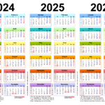 Three Year Calendars For 2024, 2025 & 2026 (Uk) For Pdf | 3 Year Calendar 2024 To 2026 Printable