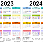 Two Year Calendars For 2023 & 2024 (Uk) For Pdf | 2 Year Printable Calendar 2023 And 2024