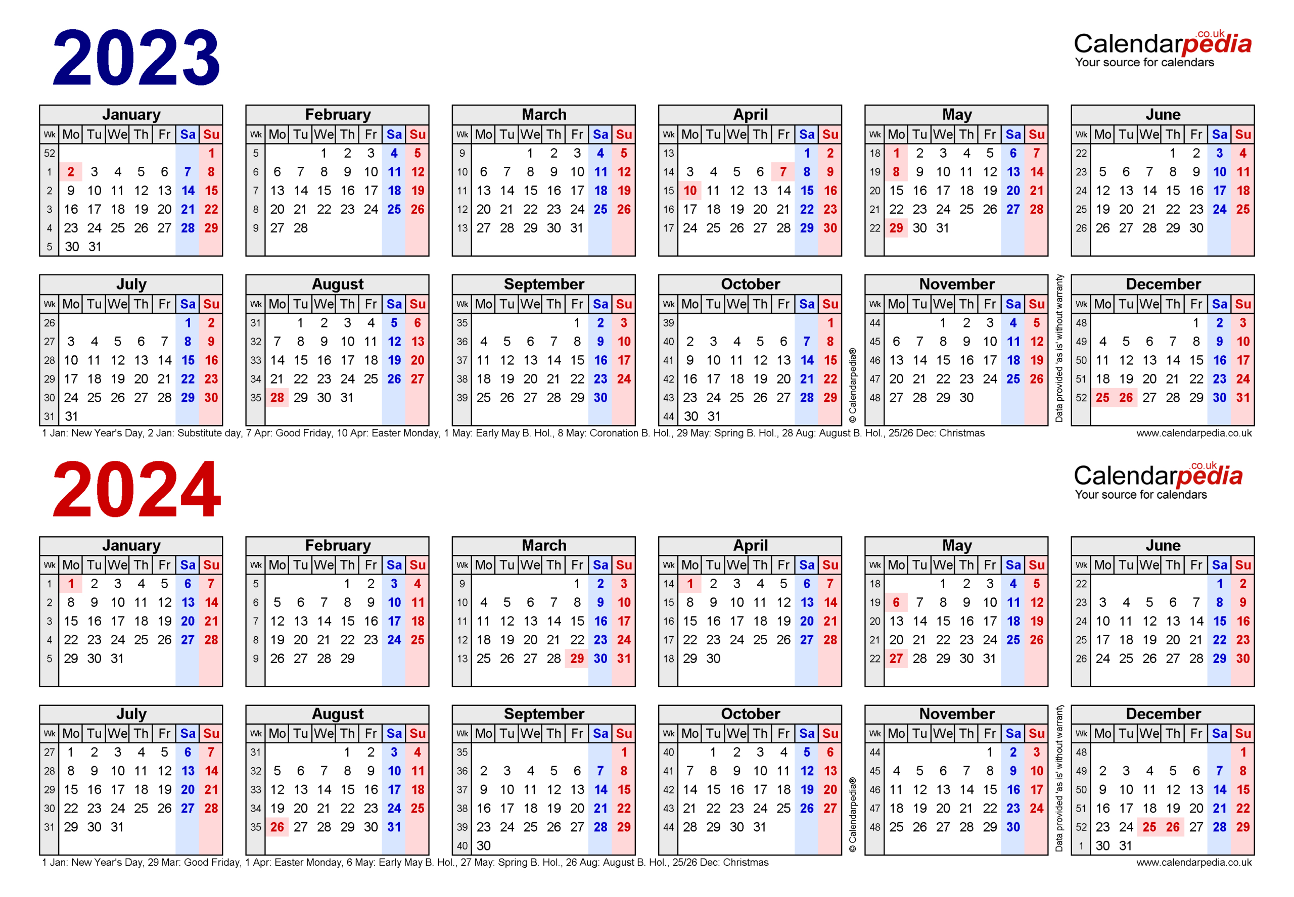 Two Year Calendars For 2023 &amp;amp; 2024 (Uk) For Pdf |  Calendar 2024