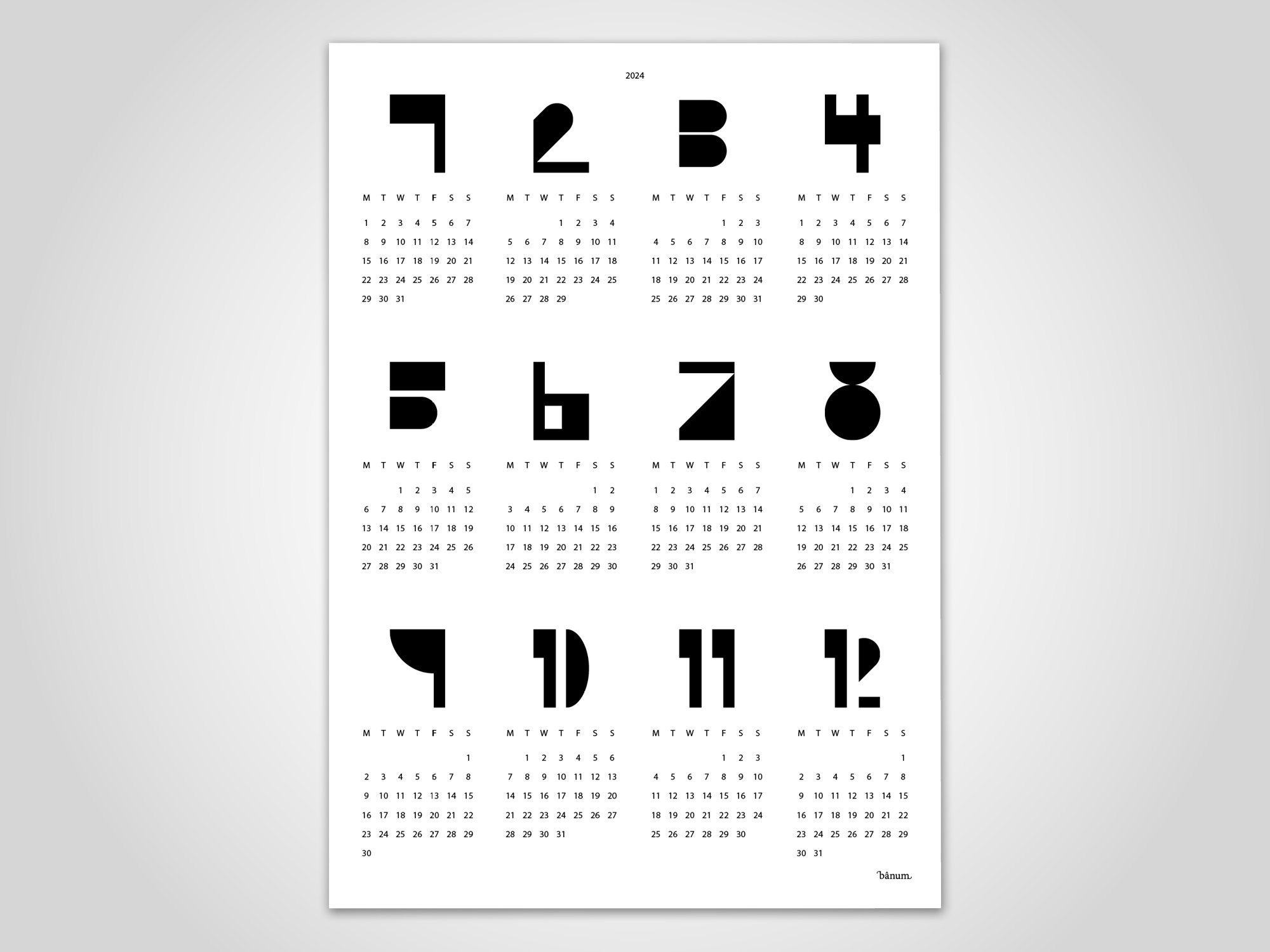 Typo Calendar - Etsy France |  Calendar 2024