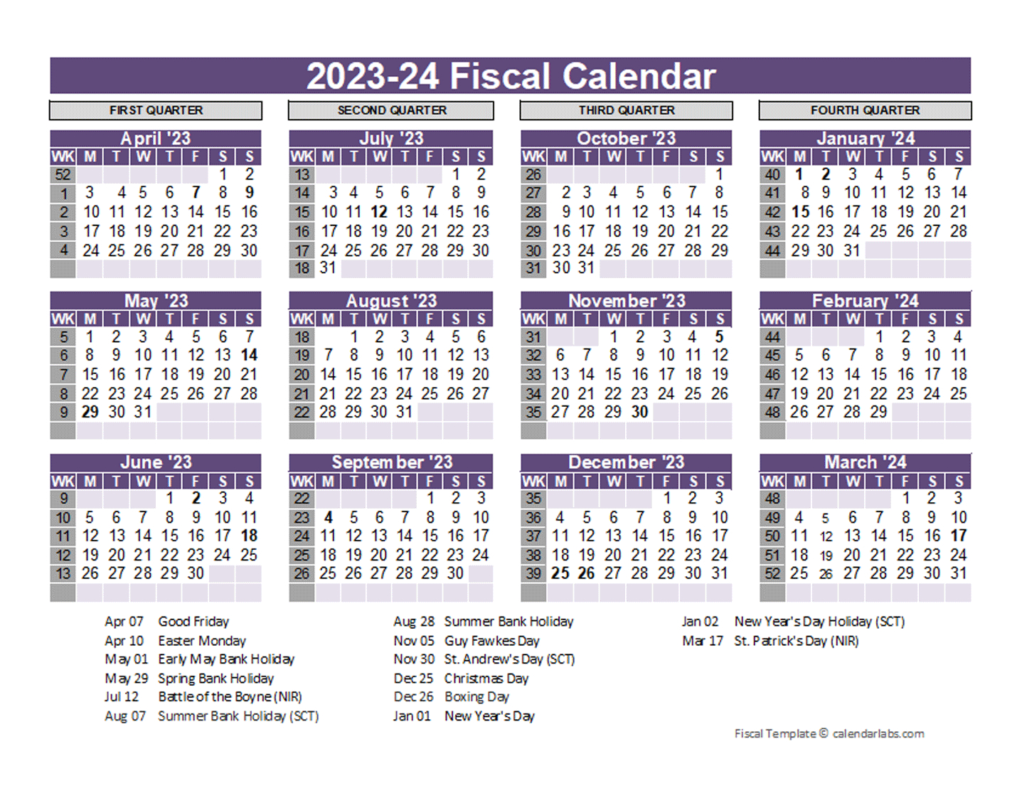 Uk Fiscal Calendar Template 2023-2024 - Free Printable Templates |  Calendar 2024