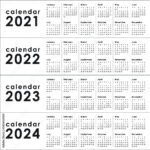 Vecteur Stock Year 2021 2022 2023 2024 Calendar Vector Design | 4 Year Calendar 2021 To 2024 Printable