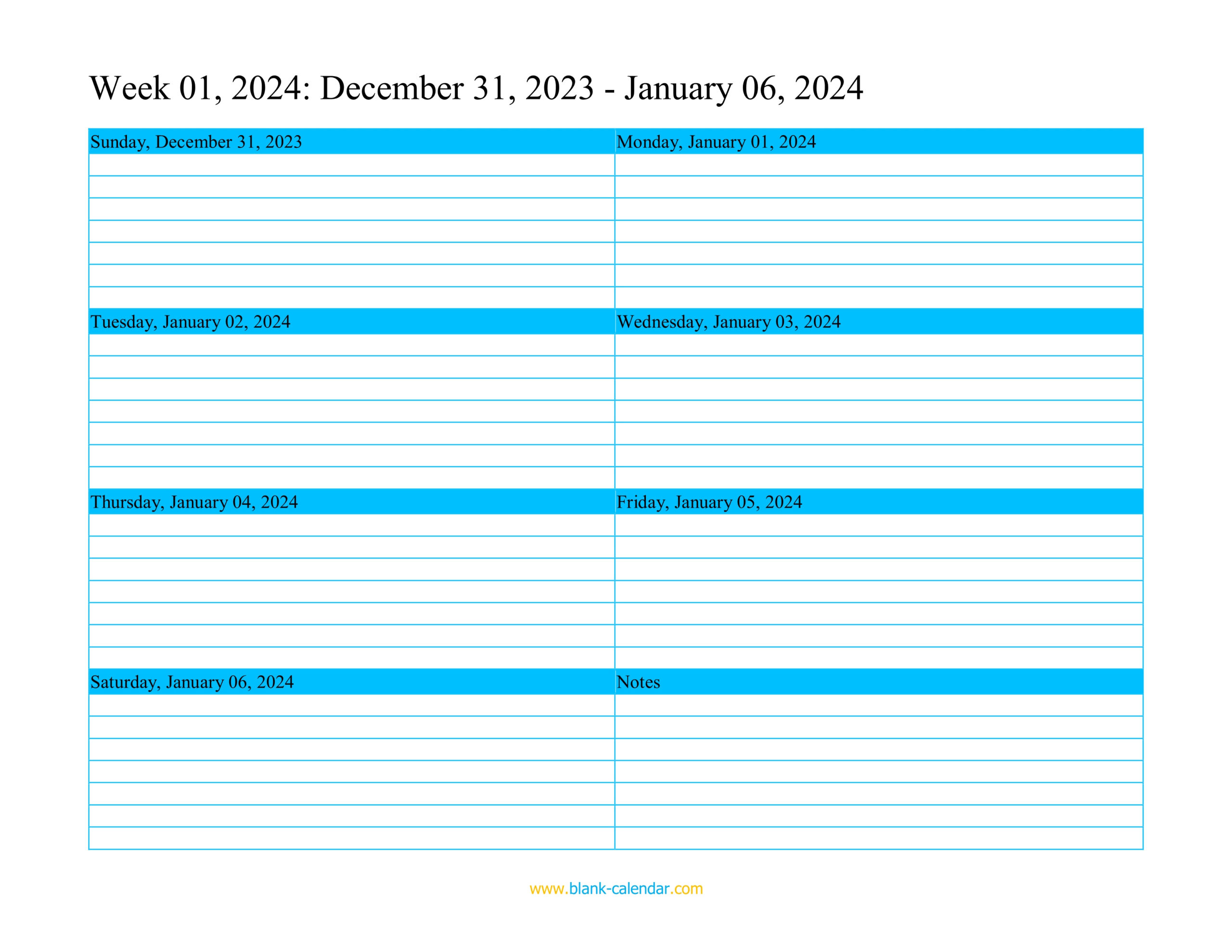 Weekly Calendar 2024 (Word, Excel, Pdf) | 2024 Printable Weekly Calendar