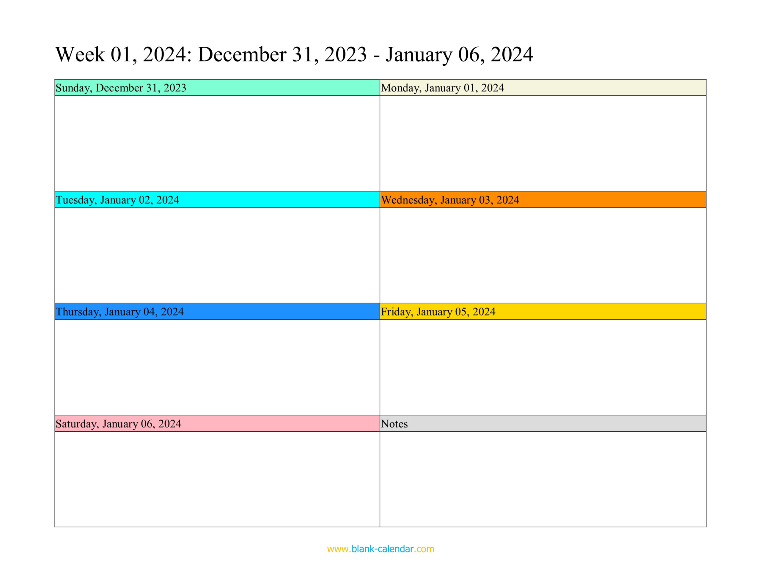 Weekly Calendar 2024 (Word, Excel, Pdf) | 2024 Printable Weekly Calendar