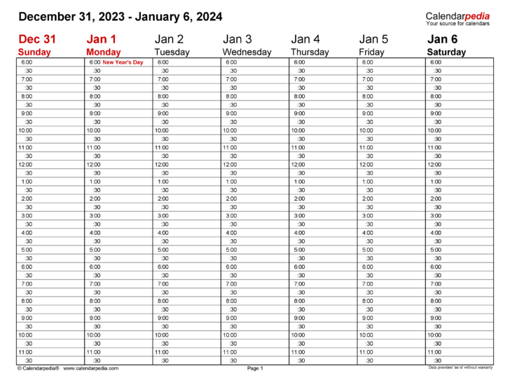 Printable Weekly Calendar 2024 | Calendar 2024