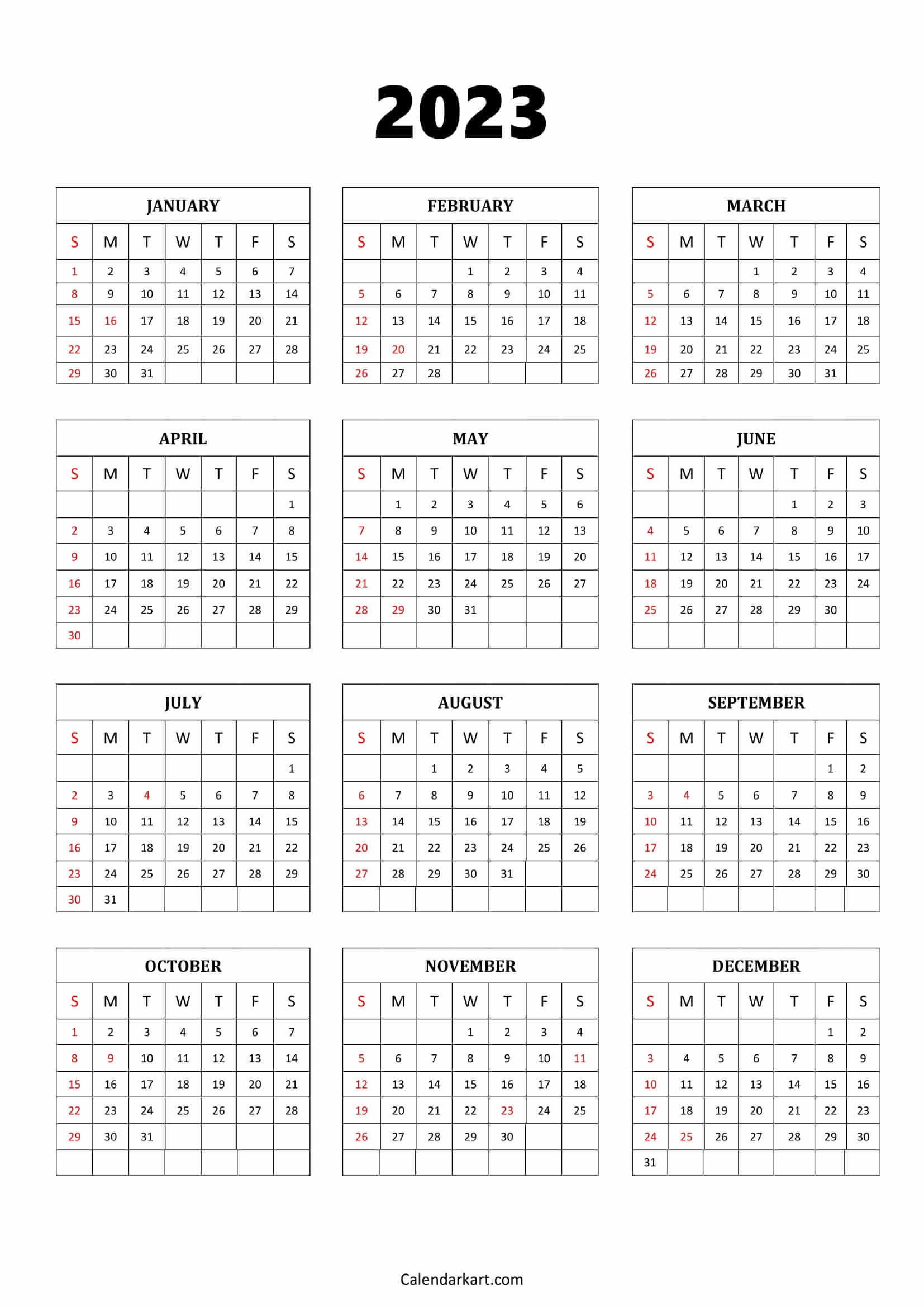 Word Calendar Template 2023 | Calendarkart | 2023 Calendar 2024 Printable Word Free