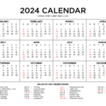 Year 2024 Calendar Printable With Holidays   Wiki Calendar | 2024 Printable Yearly Calendar With Holidays